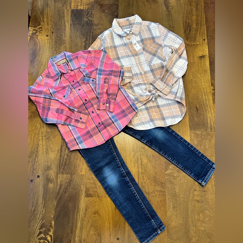 GAP Kids Plaid Button Shirt NWT, GAP Jeans and Wrangler Bundle